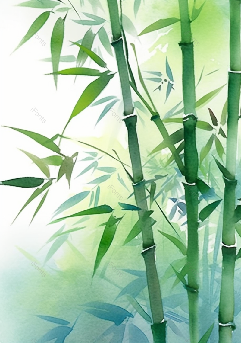 中国风水彩画彩色水彩插画青绿色的竹林竹子竹叶背景插画,插画/手绘图,插画/手绘图库,插画/手绘图下载,插画/手绘